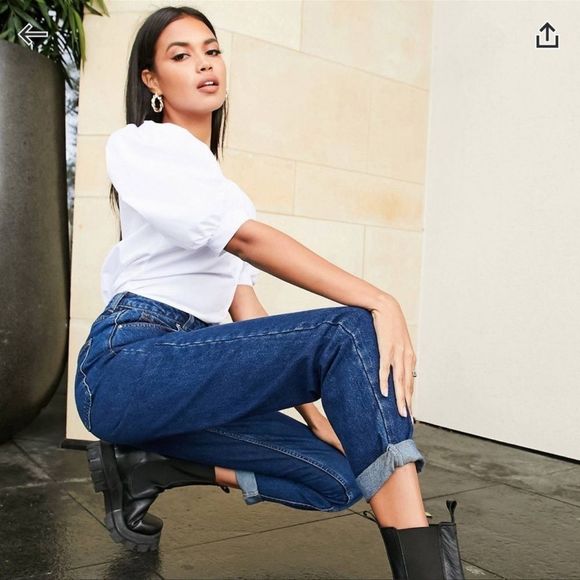 ASOS Denim - ASOS Design Reclaimed Vintage Slouchy High Rise Mom Jeans Petite 24 Retro NWT
